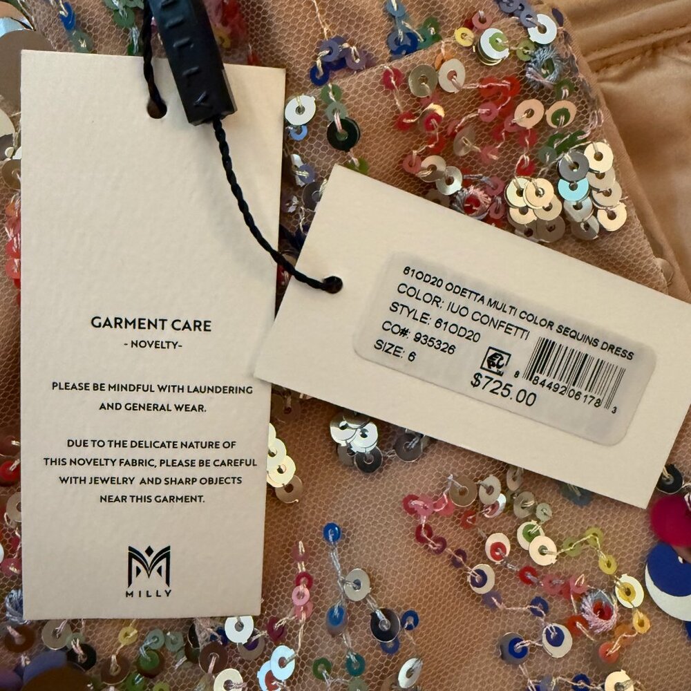 Milly Odetta Confetti Sequined Dress Size 6 - Picture 8 of 9